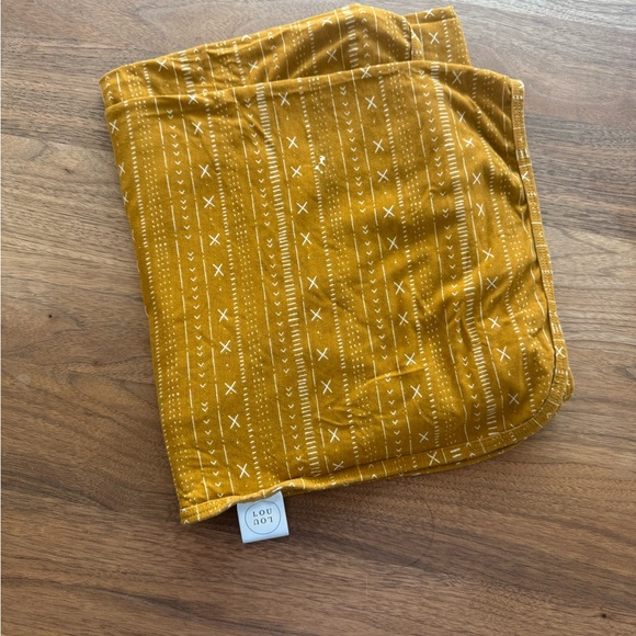 Lou Lou and Company Mustard Yellow Print Rayon Swaddle Baby Blanket - Picture 1 of 10